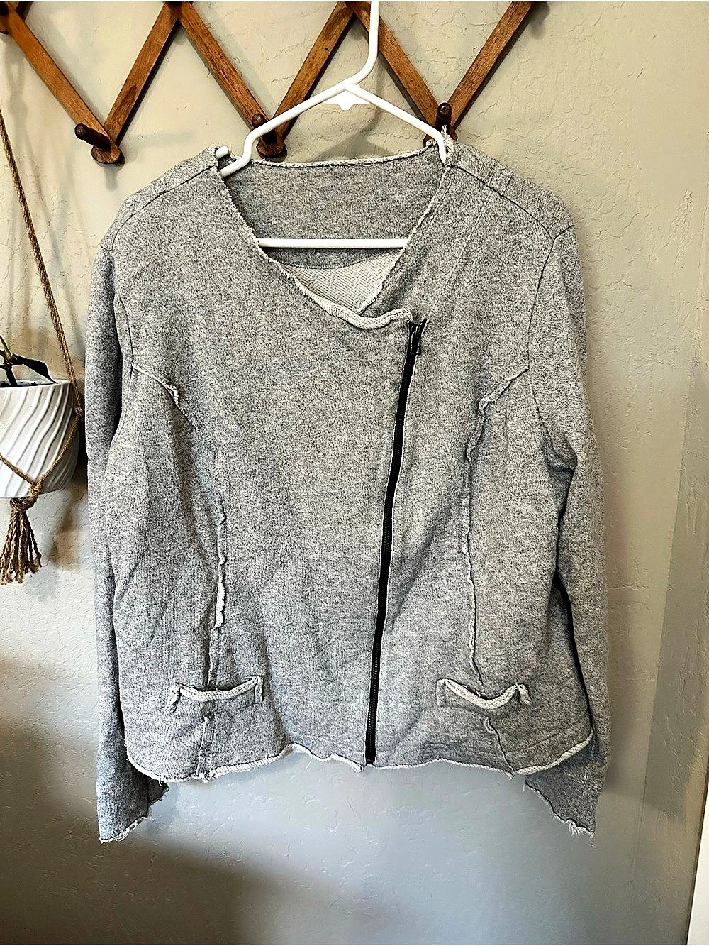 Soft Surroundings Cotton Gray Raw Hem Sweater Size XL
